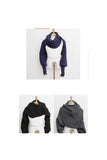 Long Sleeve Knitted Sweater Wrap-Scarf